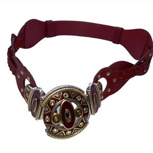 Chico's Red Blingy Leather Belt